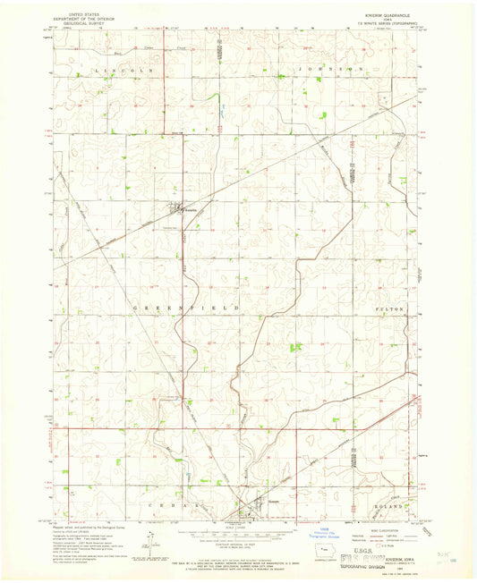 Classic USGS Knierim Iowa 7.5'x7.5' Topo Map Image
