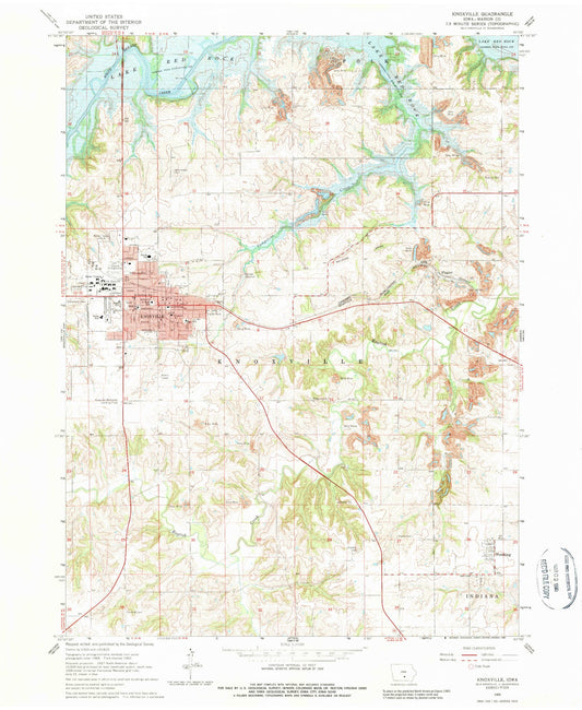 Classic USGS Knoxville Iowa 7.5'x7.5' Topo Map Image
