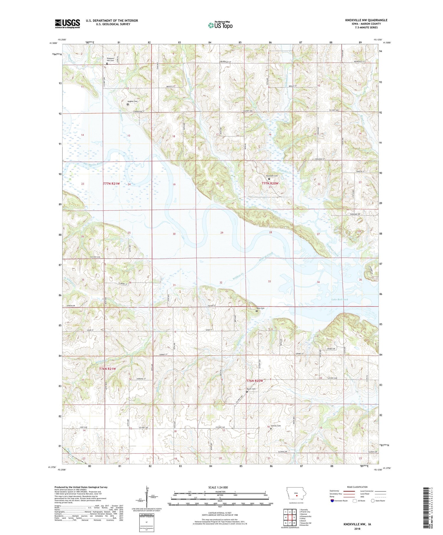 Knoxville NW Iowa US Topo Map Image