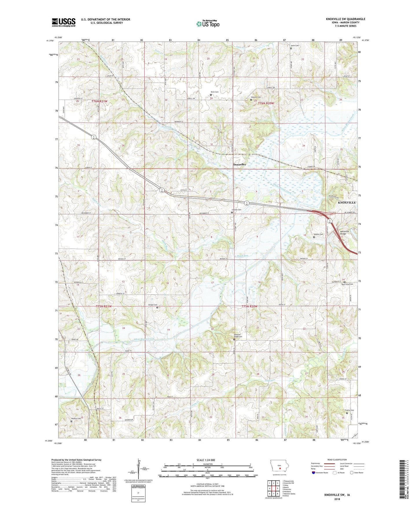 Knoxville SW Iowa US Topo Map Image