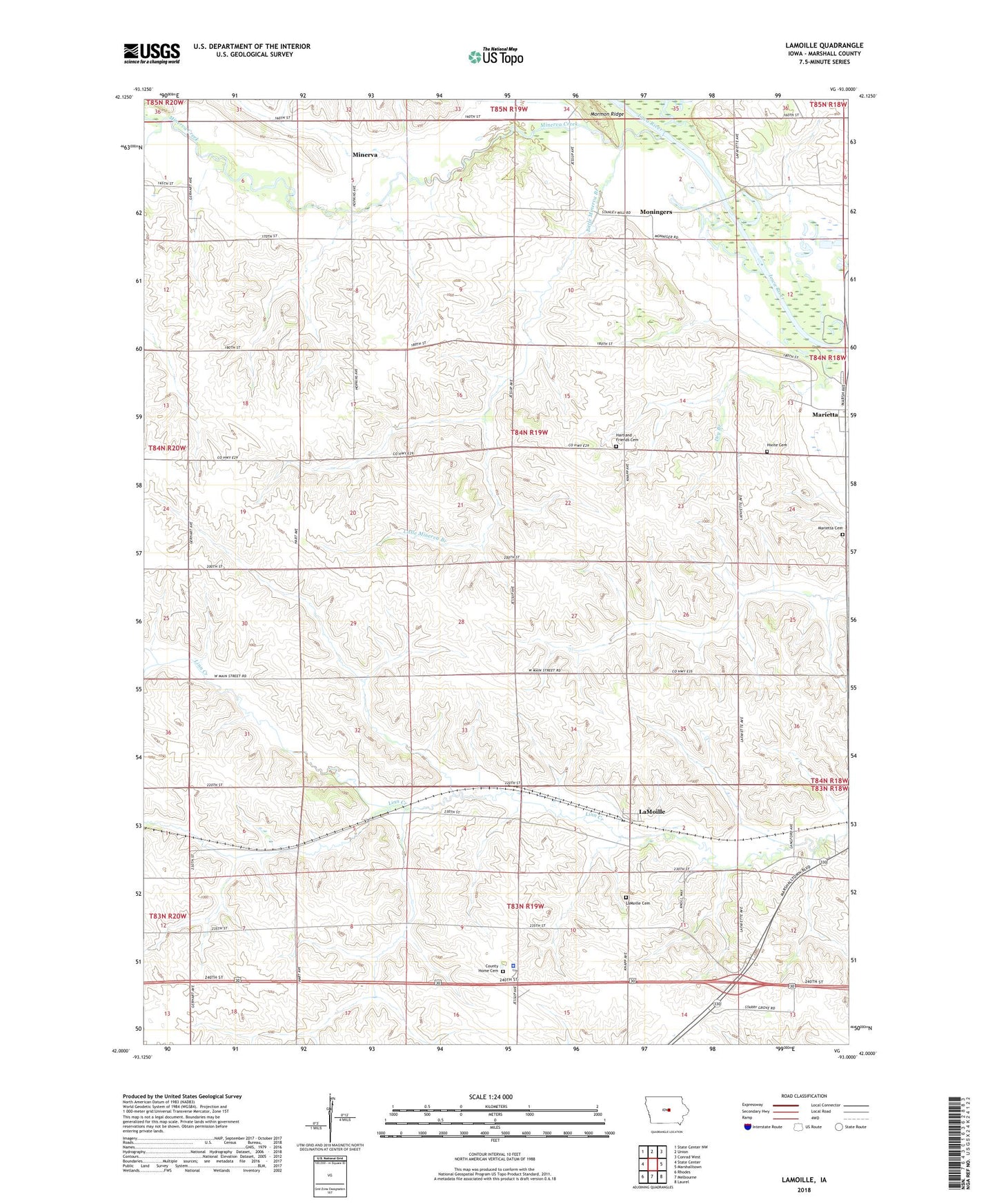 LaMoille Iowa US Topo Map Image