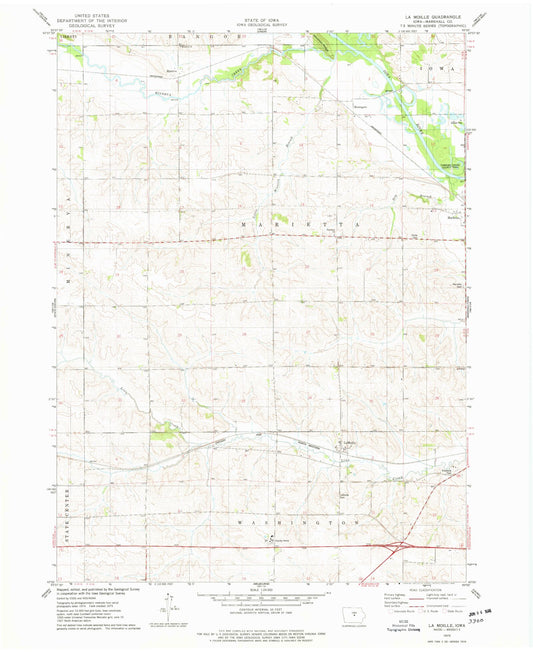 Classic USGS LaMoille Iowa 7.5'x7.5' Topo Map Image