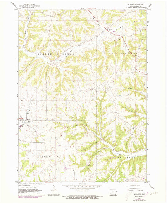 Classic USGS La Motte Iowa 7.5'x7.5' Topo Map Image