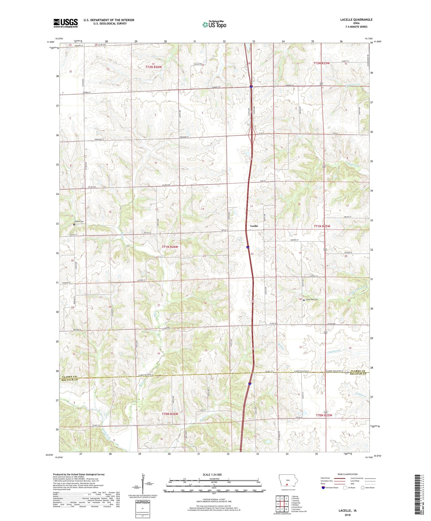 Lacelle Iowa US Topo Map Image
