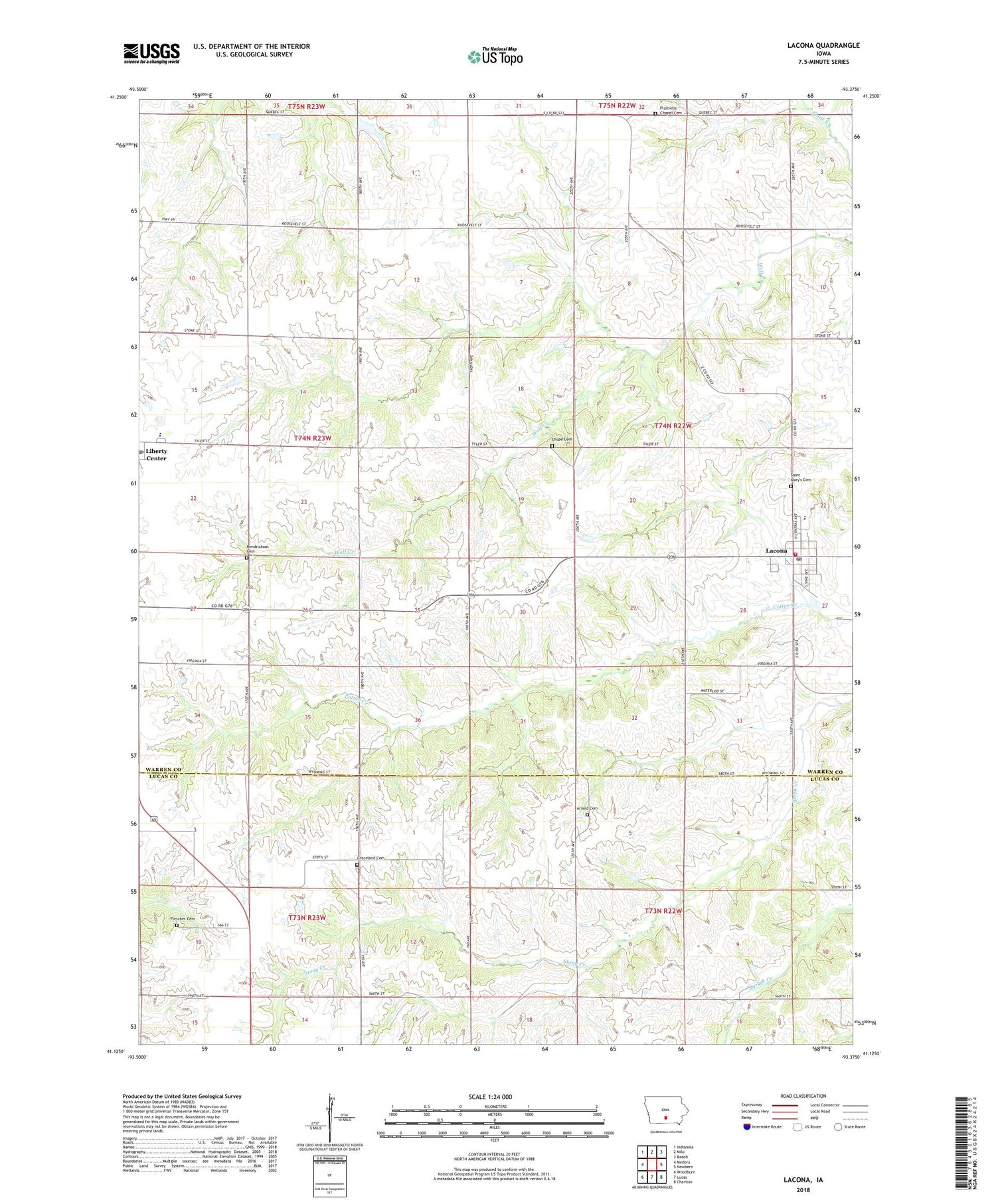 Lacona Iowa US Topo Map Image