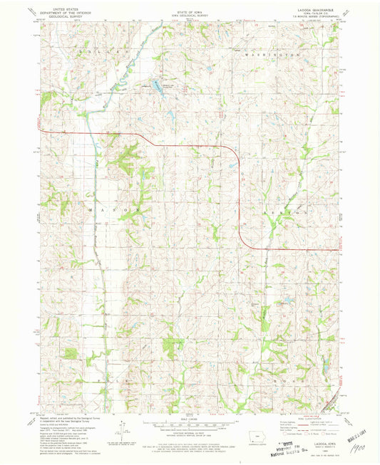 Classic USGS Ladoga Iowa 7.5'x7.5' Topo Map Image