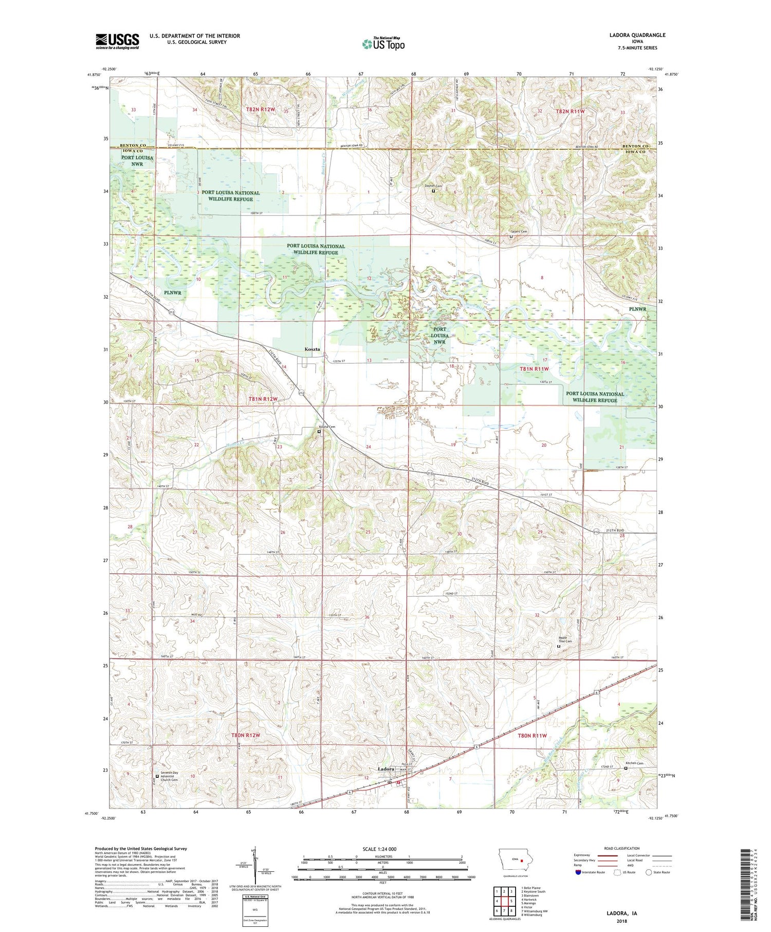 Ladora Iowa US Topo Map Image