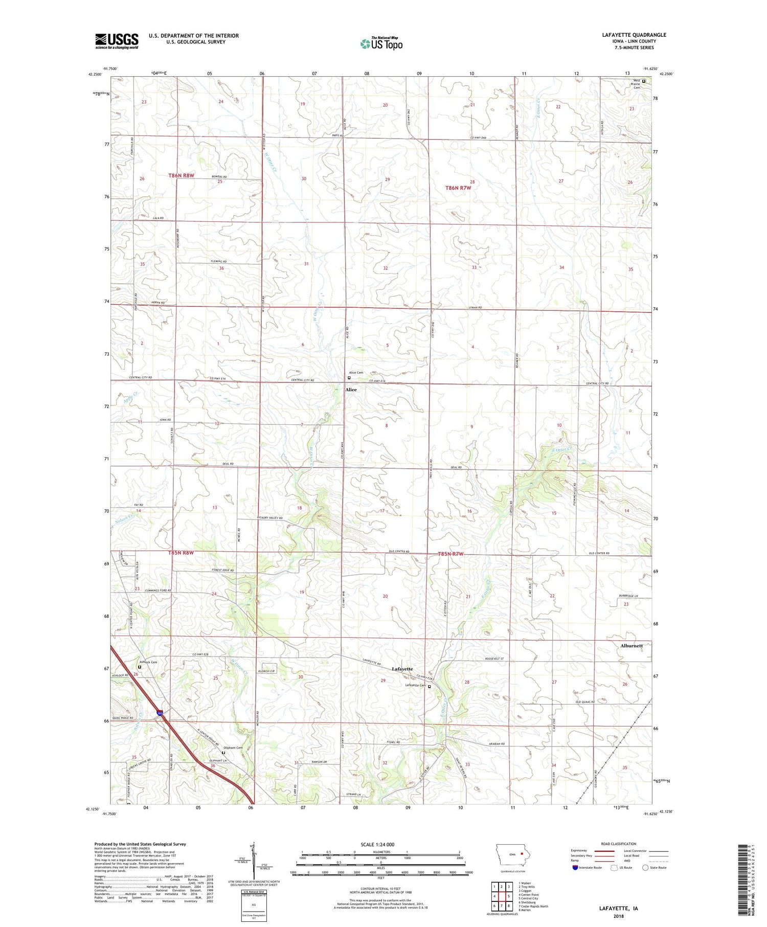 Lafayette Iowa US Topo Map Image