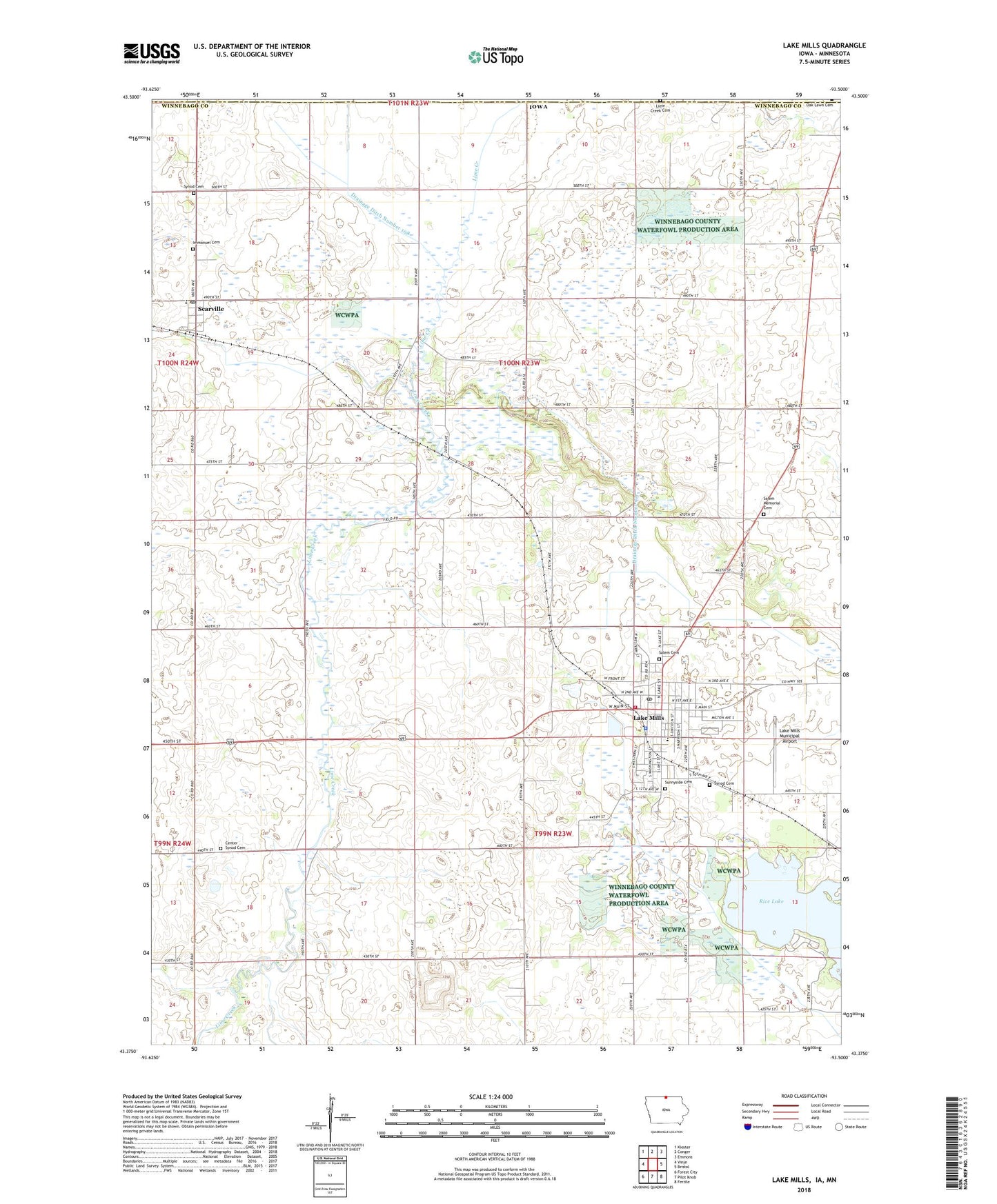 Lake Mills Iowa US Topo Map Image
