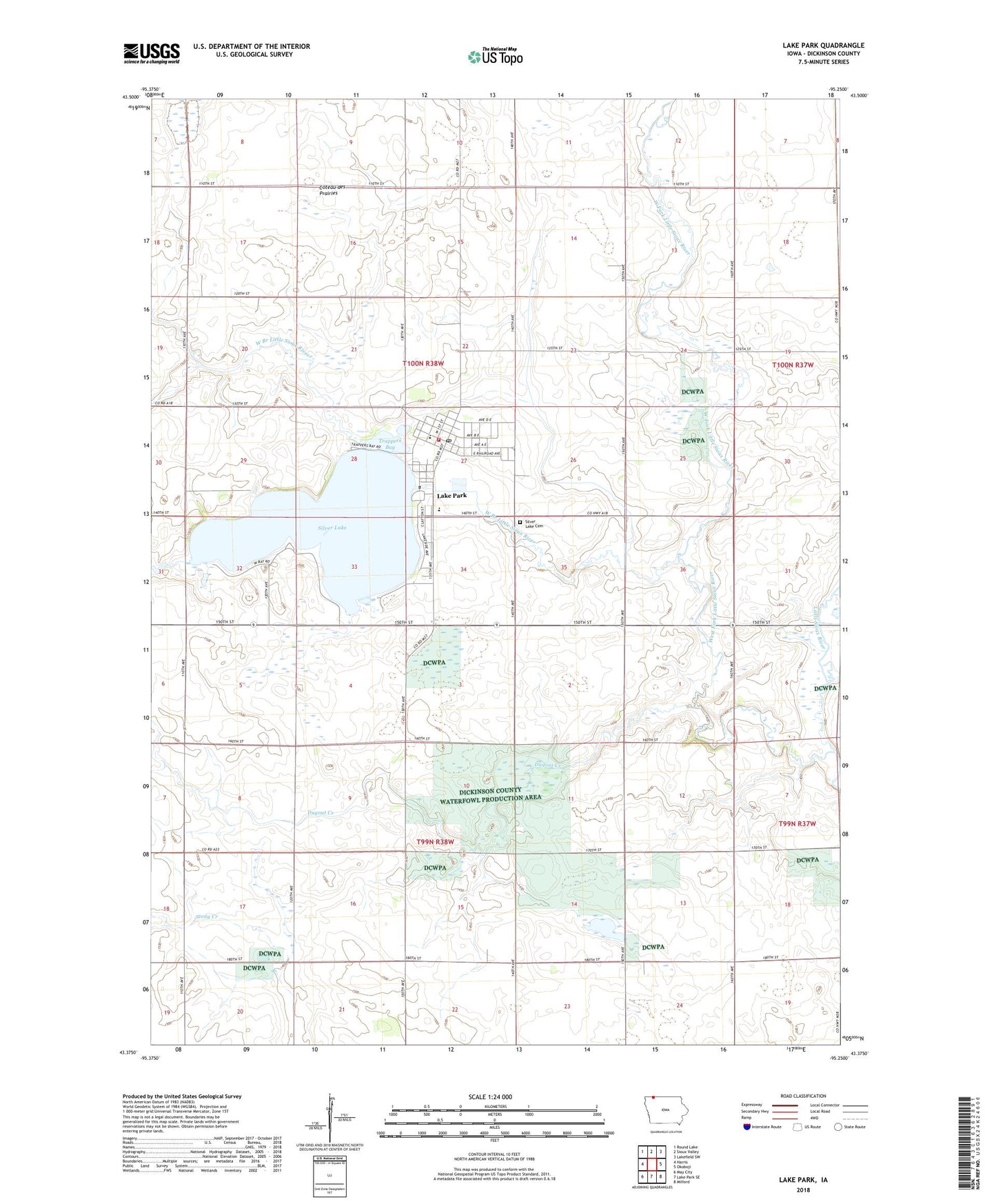 Lake Park Iowa US Topo Map Image