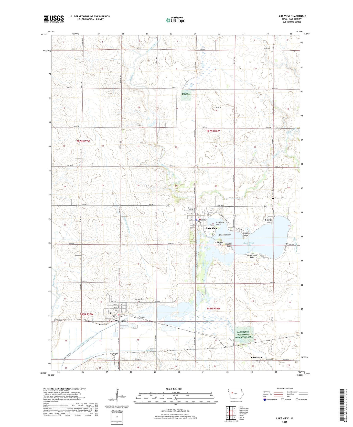 Lake View Iowa US Topo Map Image