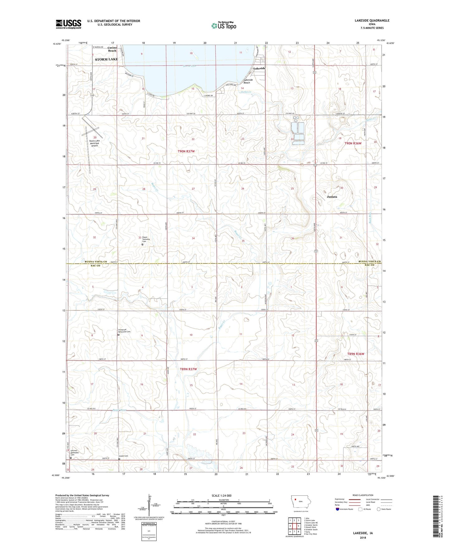 Lakeside Iowa US Topo Map Image