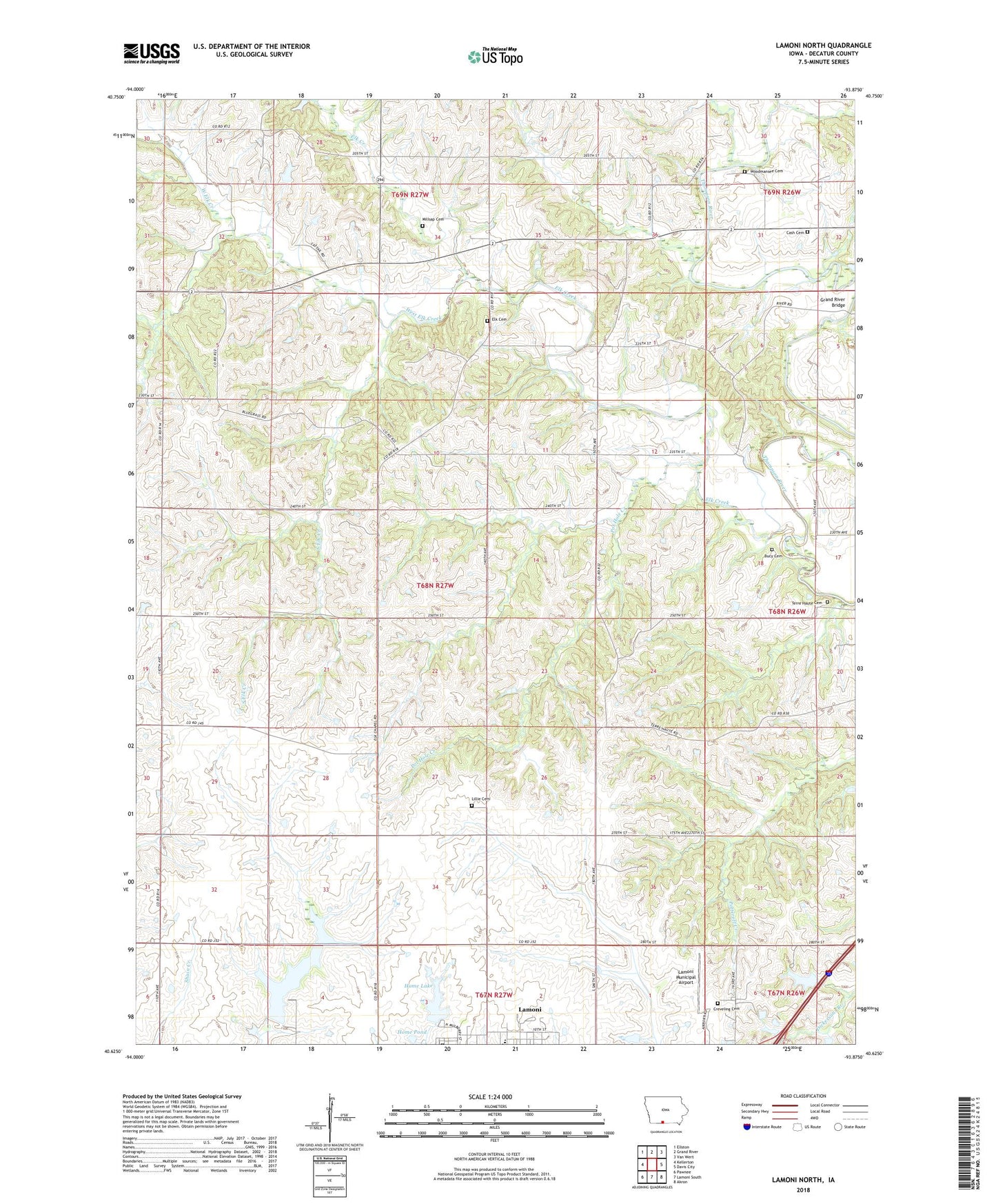 Lamoni North Iowa US Topo Map Image