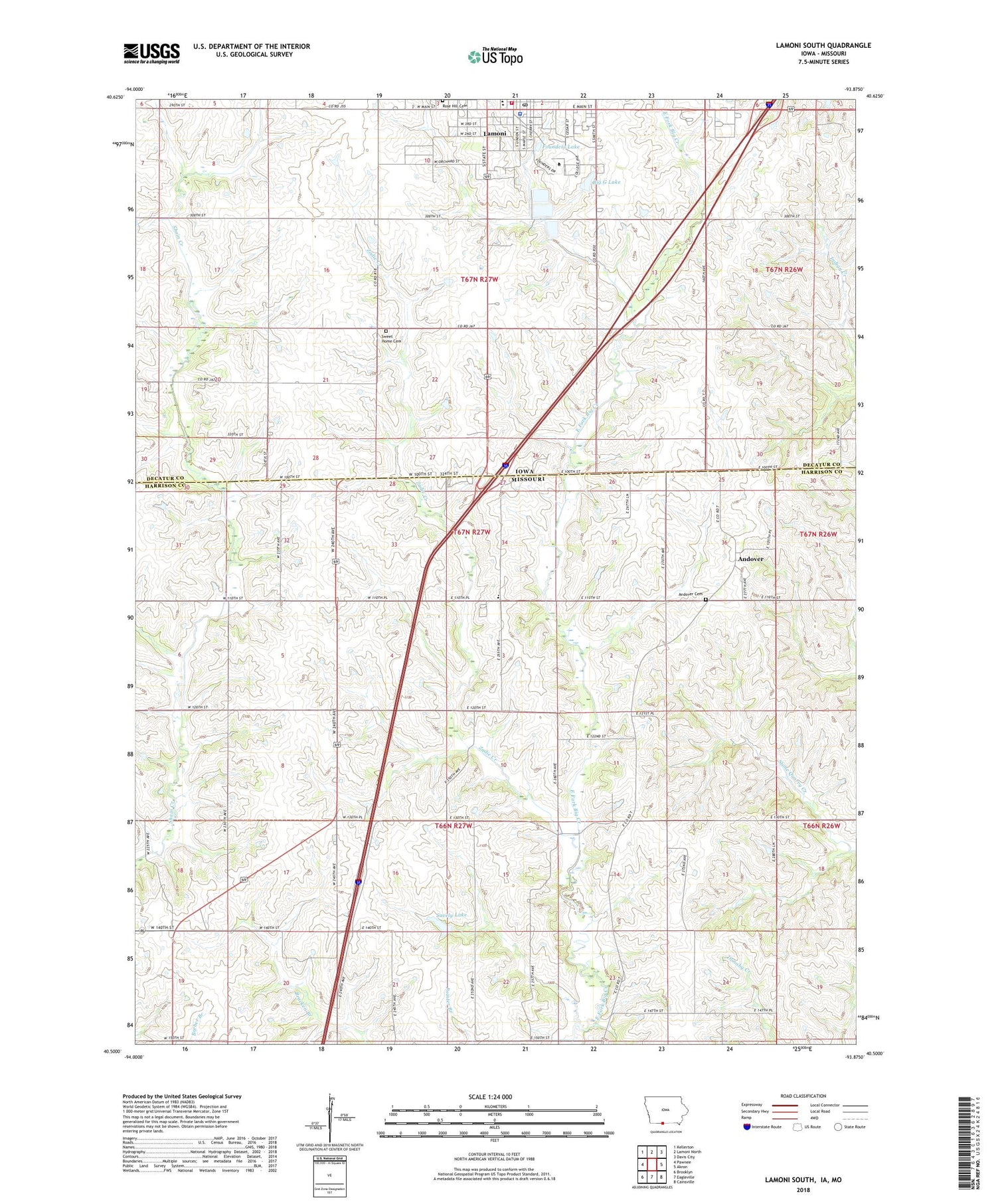Lamoni South Iowa US Topo Map Image