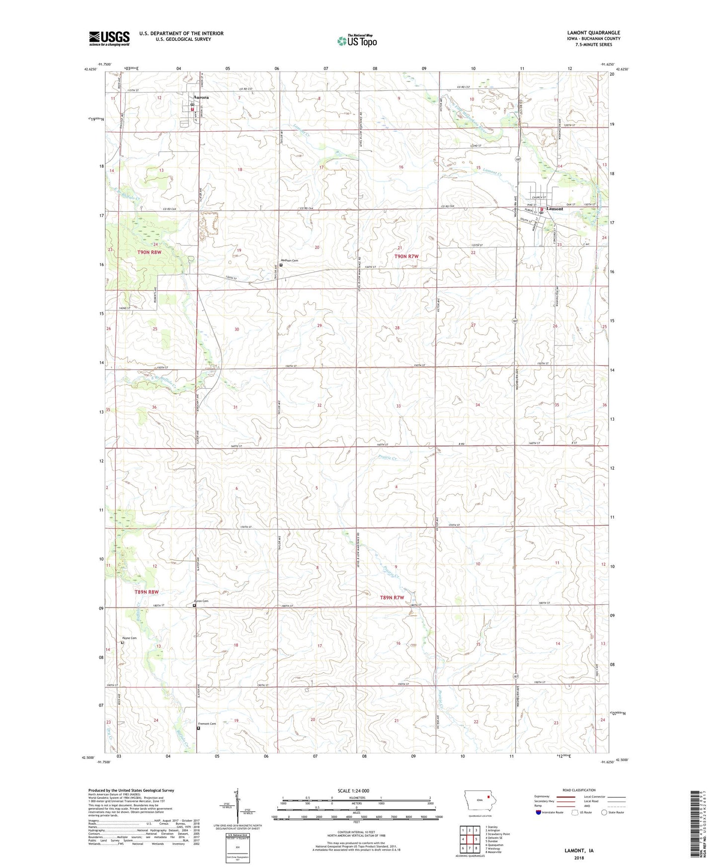 Lamont Iowa US Topo Map Image