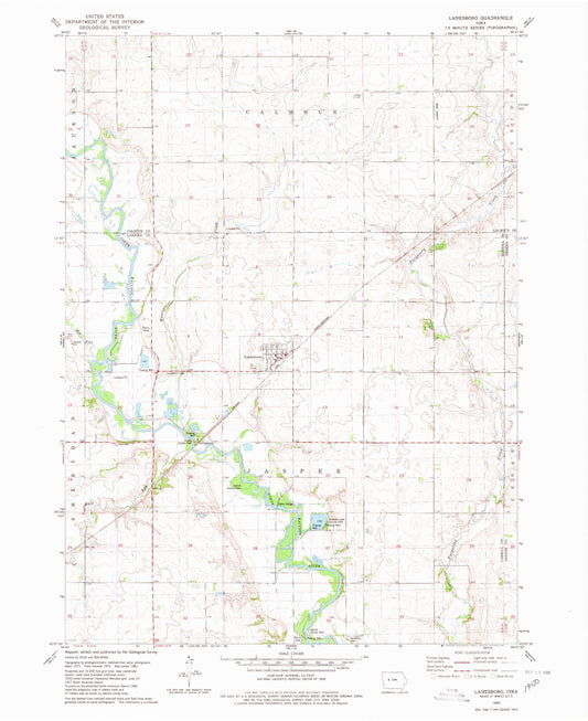 Classic USGS Lanesboro Iowa 7.5'x7.5' Topo Map Image