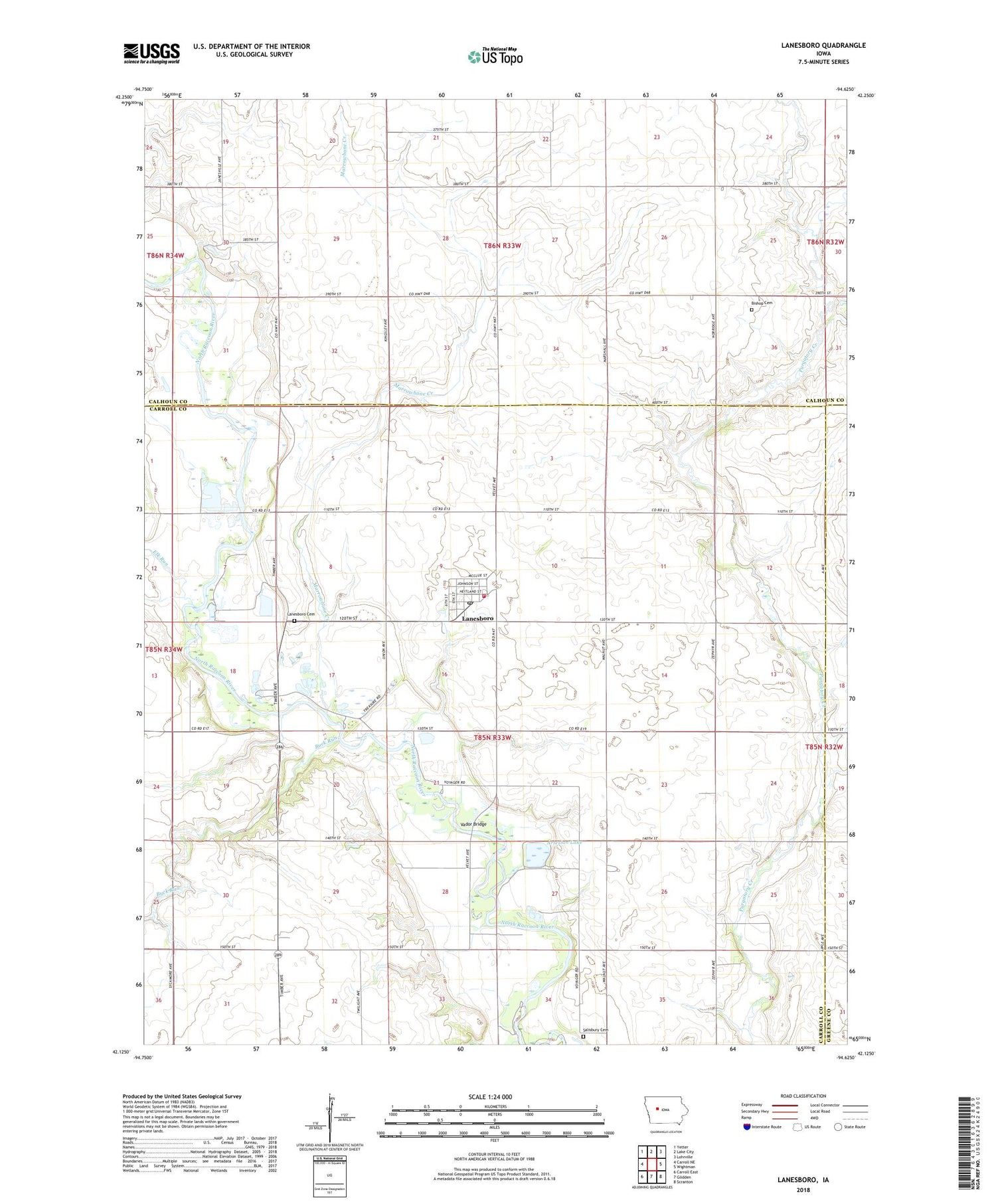Lanesboro Iowa US Topo Map Image
