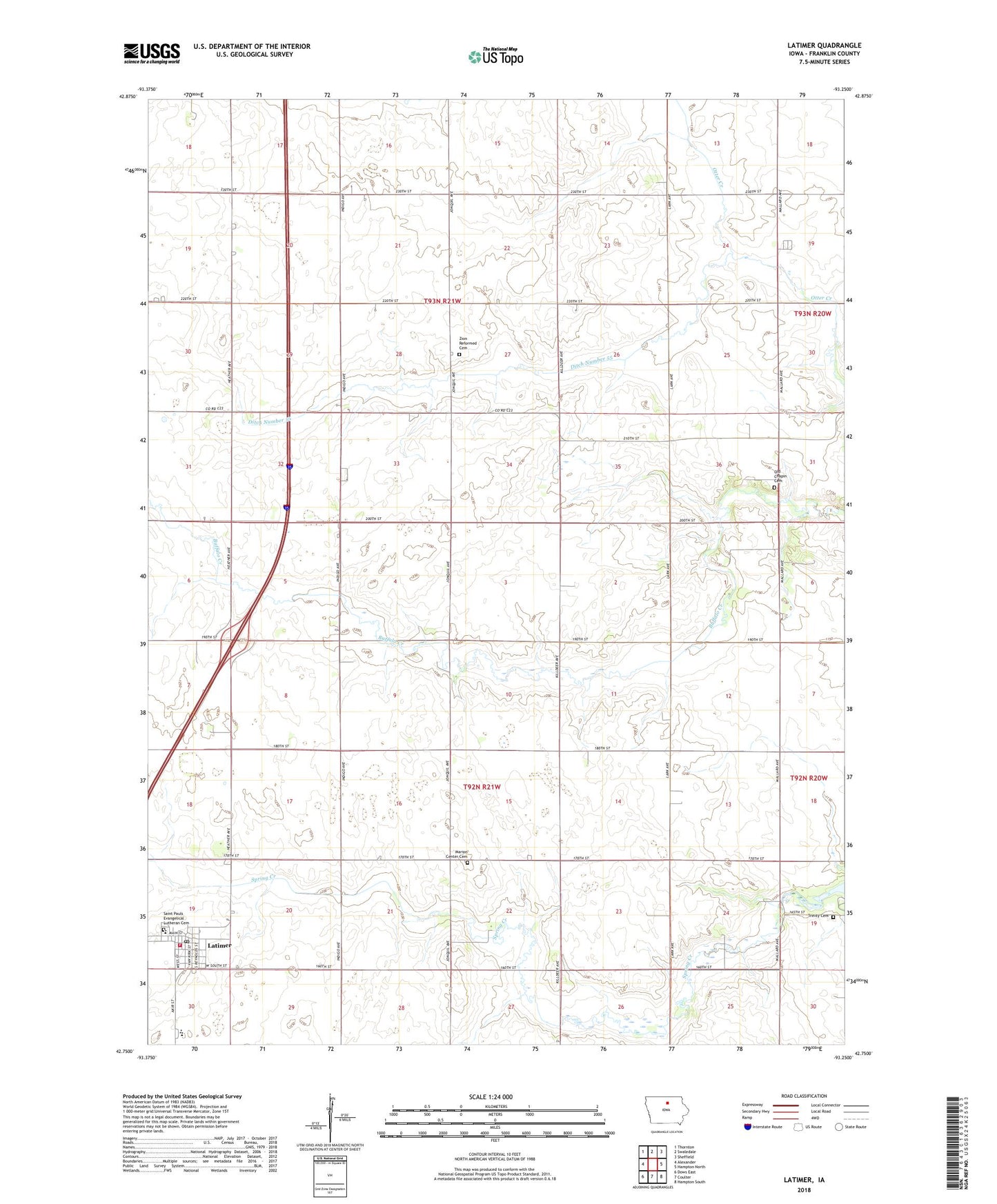 Latimer Iowa US Topo Map Image