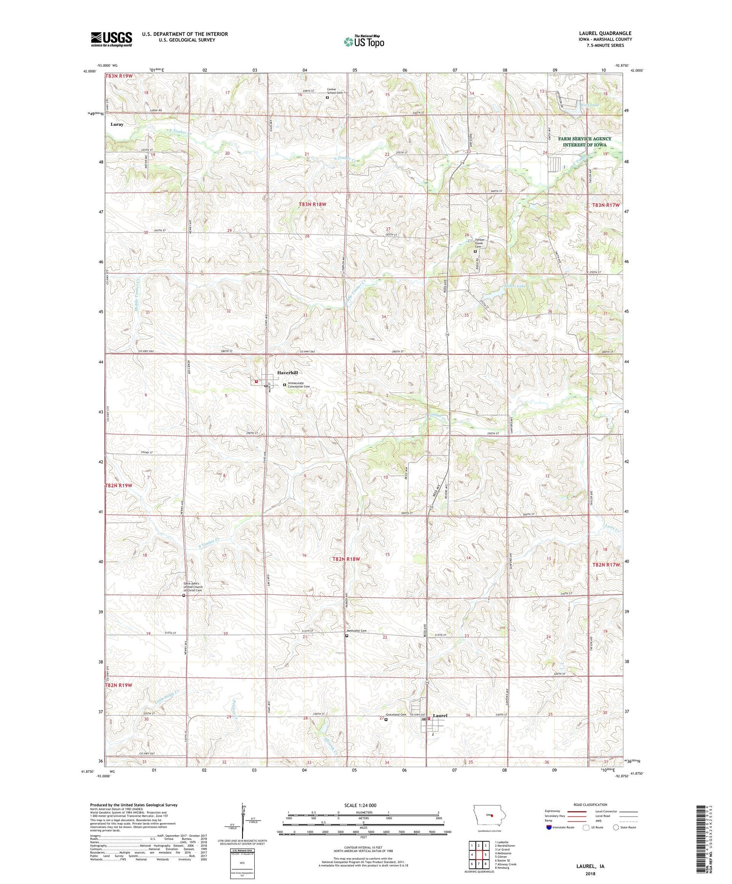 Laurel Iowa US Topo Map Image
