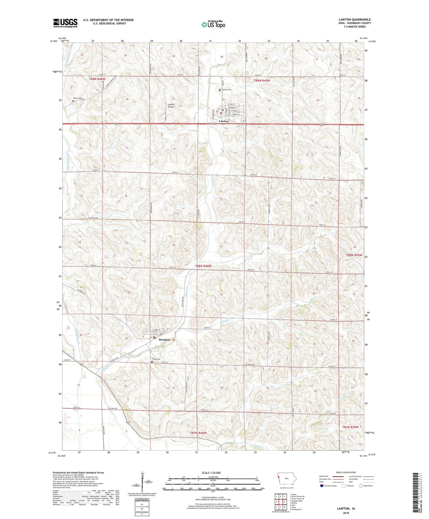 Lawton Iowa US Topo Map Image