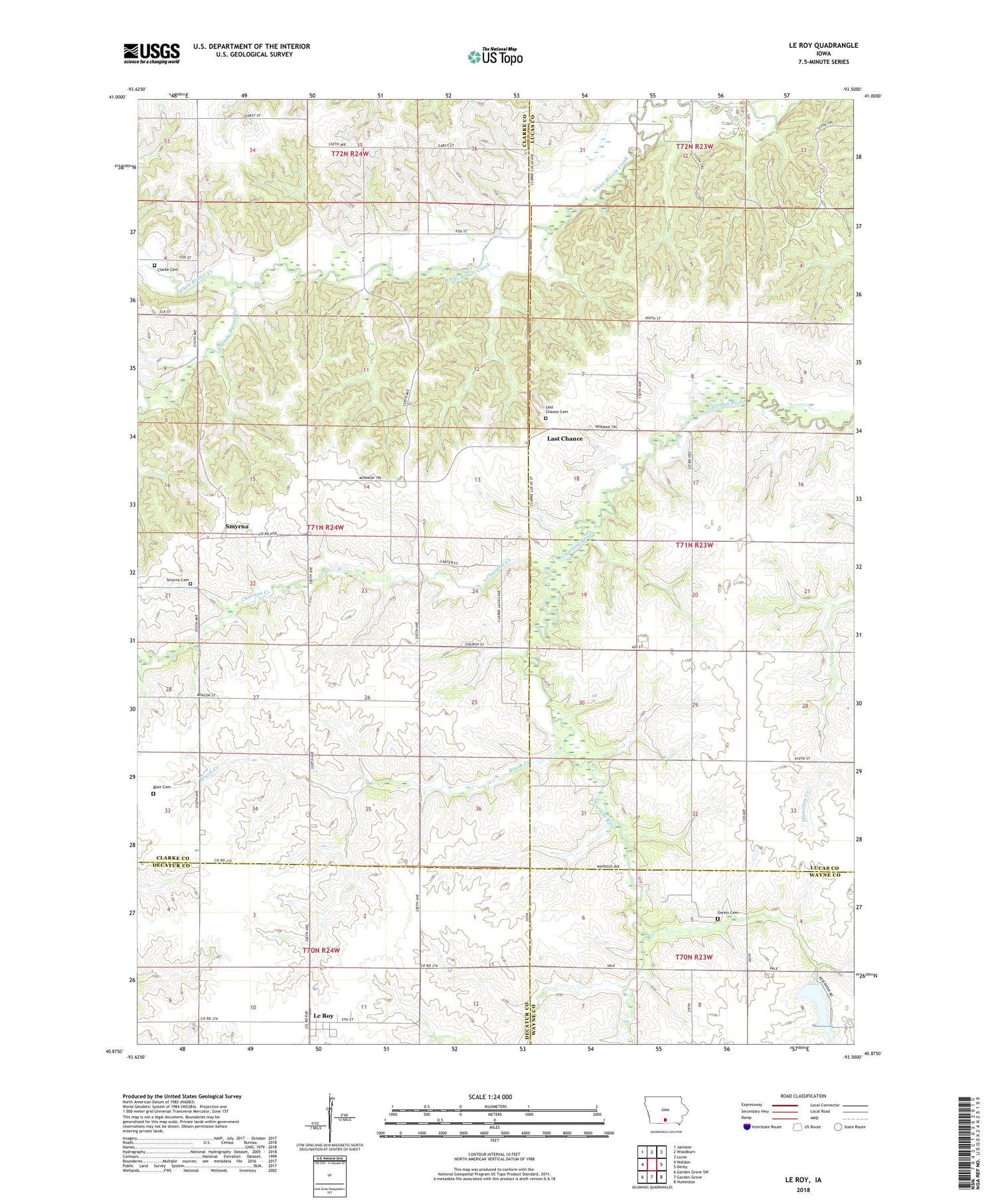 Le Roy Iowa US Topo Map Image