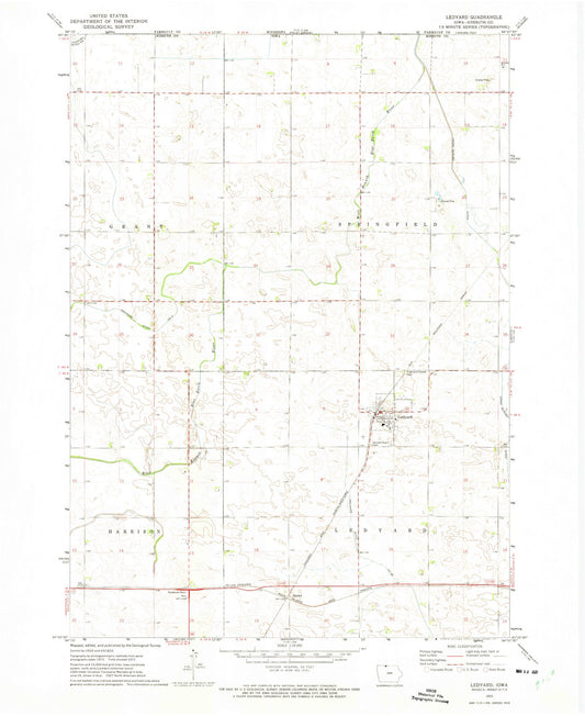 Classic USGS Ledyard Iowa 7.5'x7.5' Topo Map Image