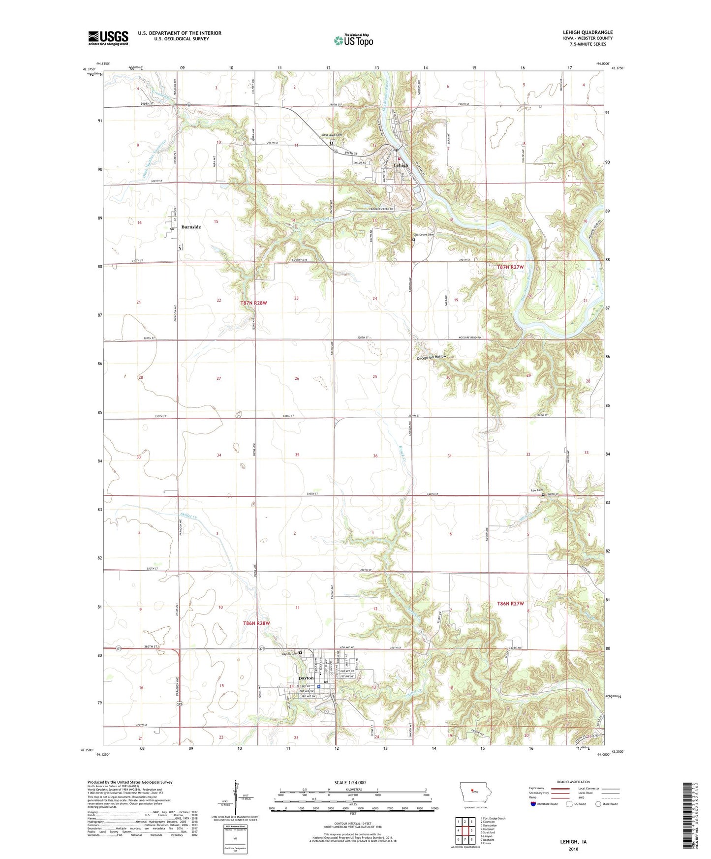 Lehigh Iowa US Topo Map Image
