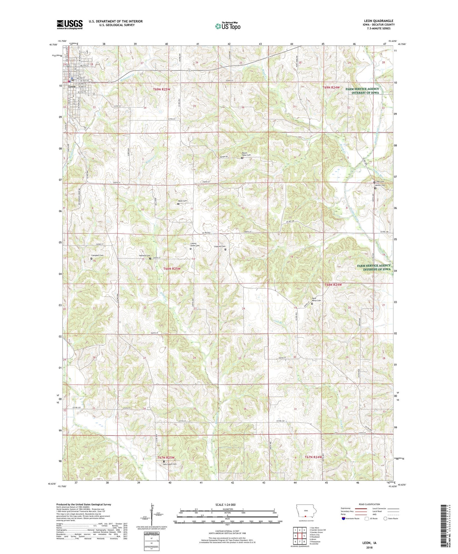 Leon Iowa US Topo Map Image