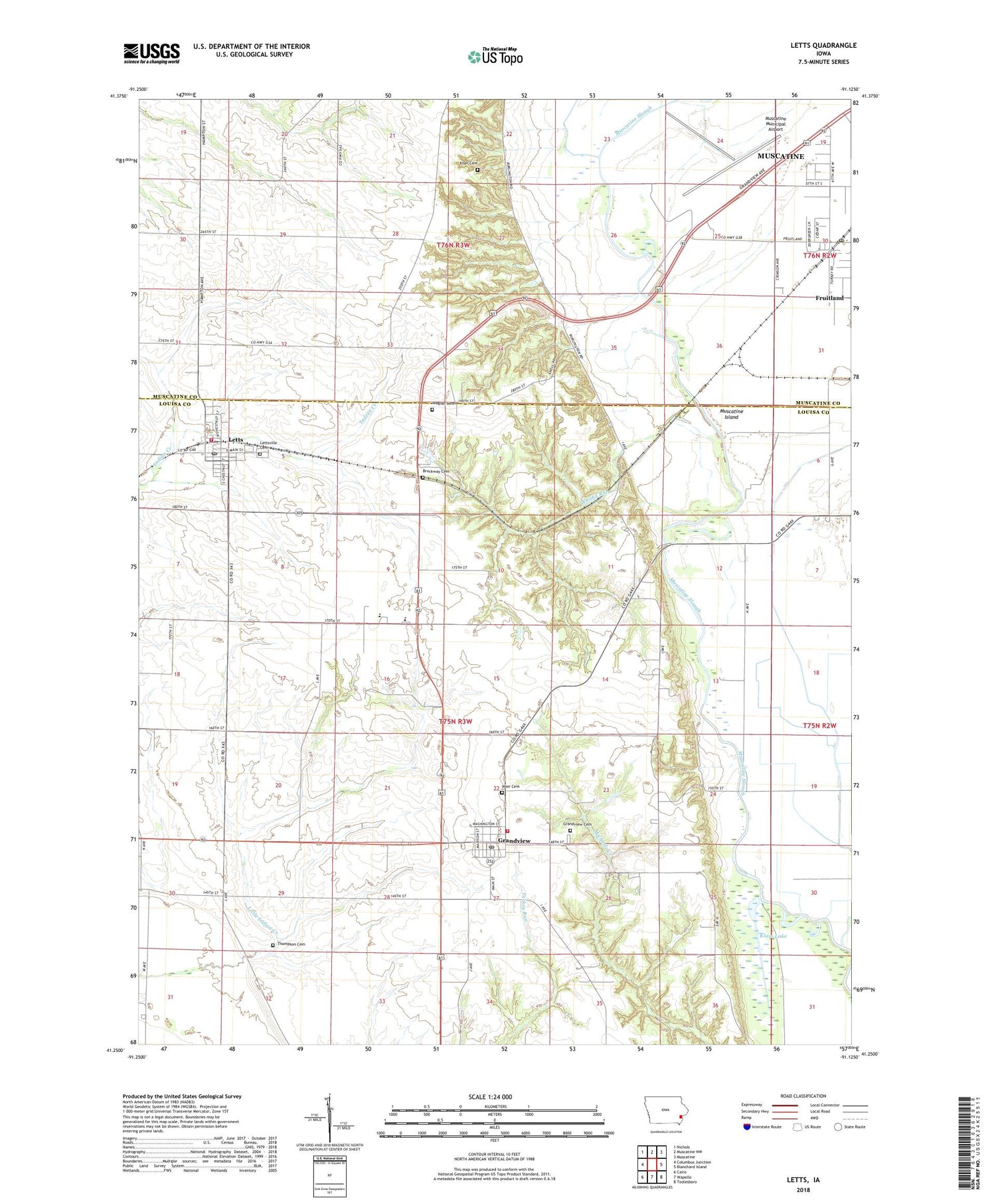 Letts Iowa US Topo Map Image