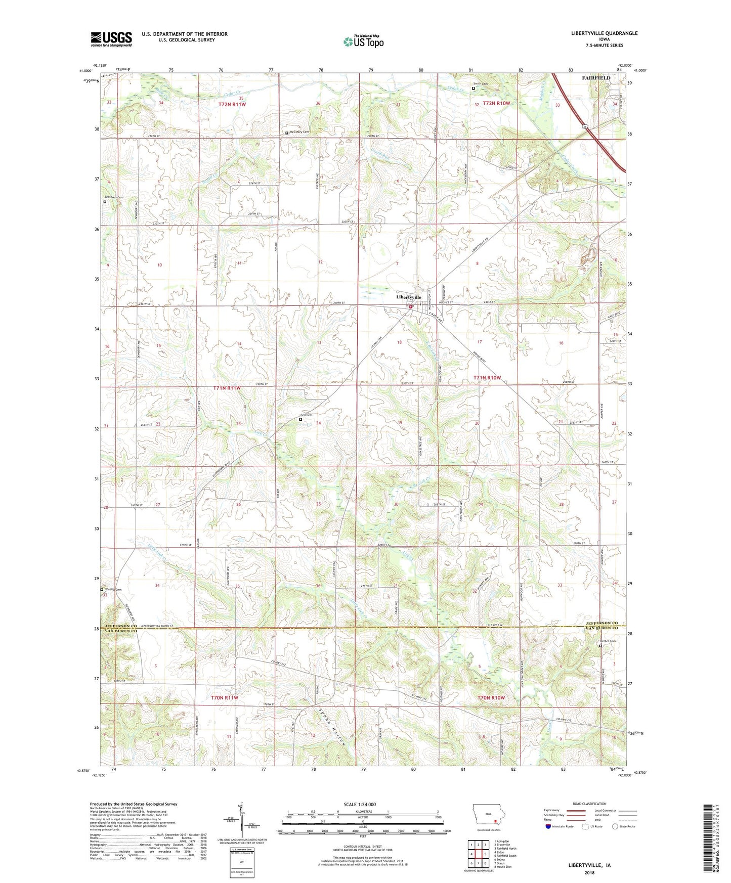 Libertyville Iowa US Topo Map Image