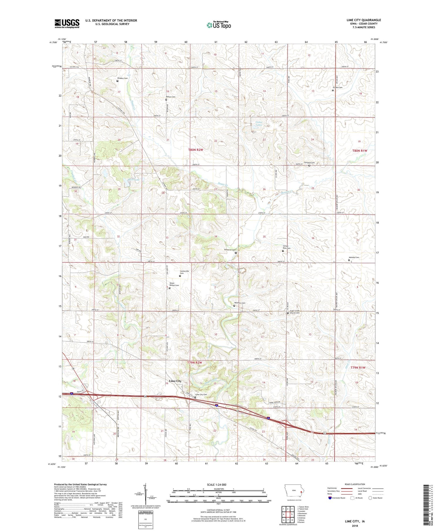 Lime City Iowa US Topo Map Image
