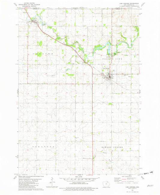 Classic USGS Lime Springs Iowa 7.5'x7.5' Topo Map Image