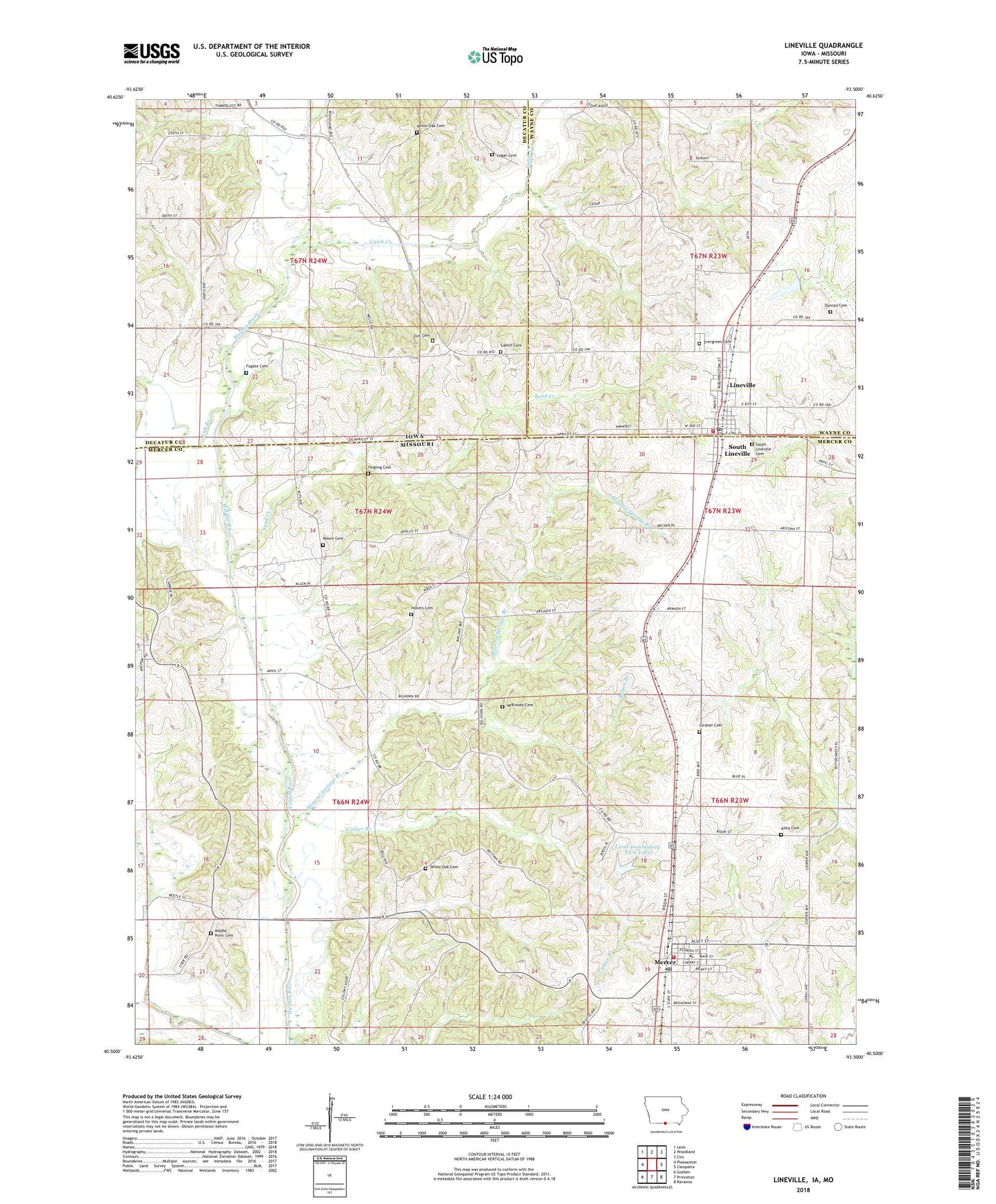 Lineville Iowa US Topo Map Image