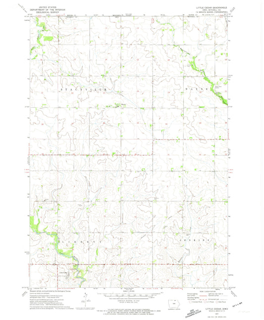 Classic USGS Little Cedar Iowa 7.5'x7.5' Topo Map Image