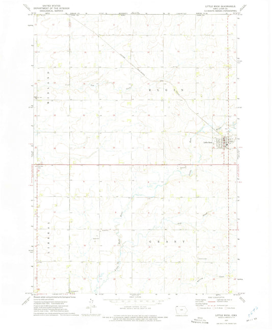 Classic USGS Little Rock Iowa 7.5'x7.5' Topo Map Image