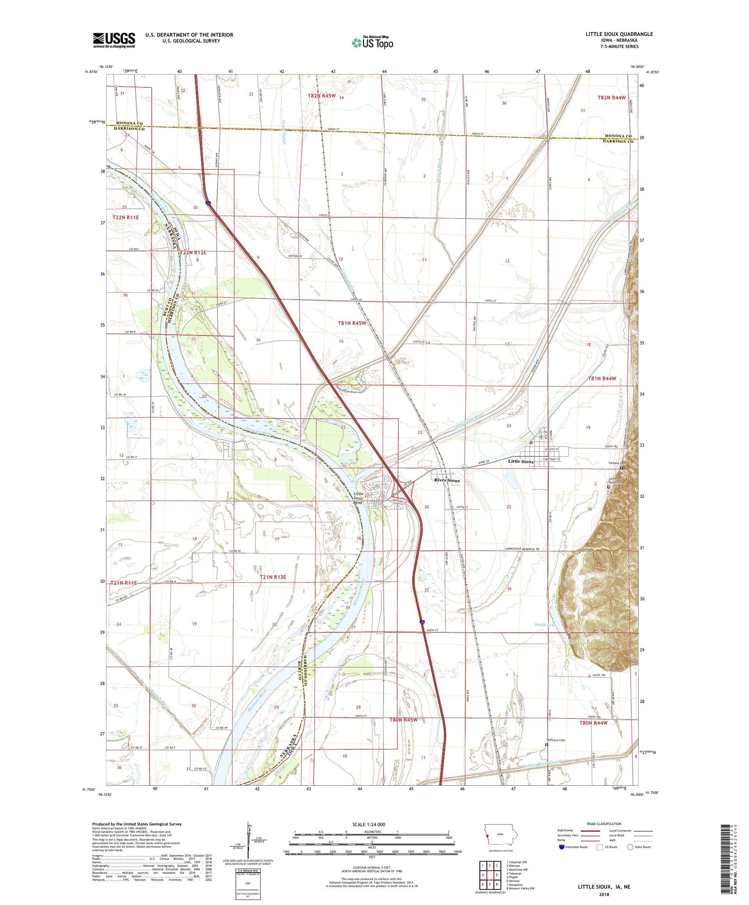 Little Sioux Iowa US Topo Map Image