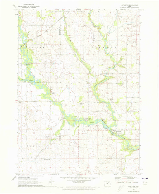 Classic USGS Littleton Iowa 7.5'x7.5' Topo Map Image