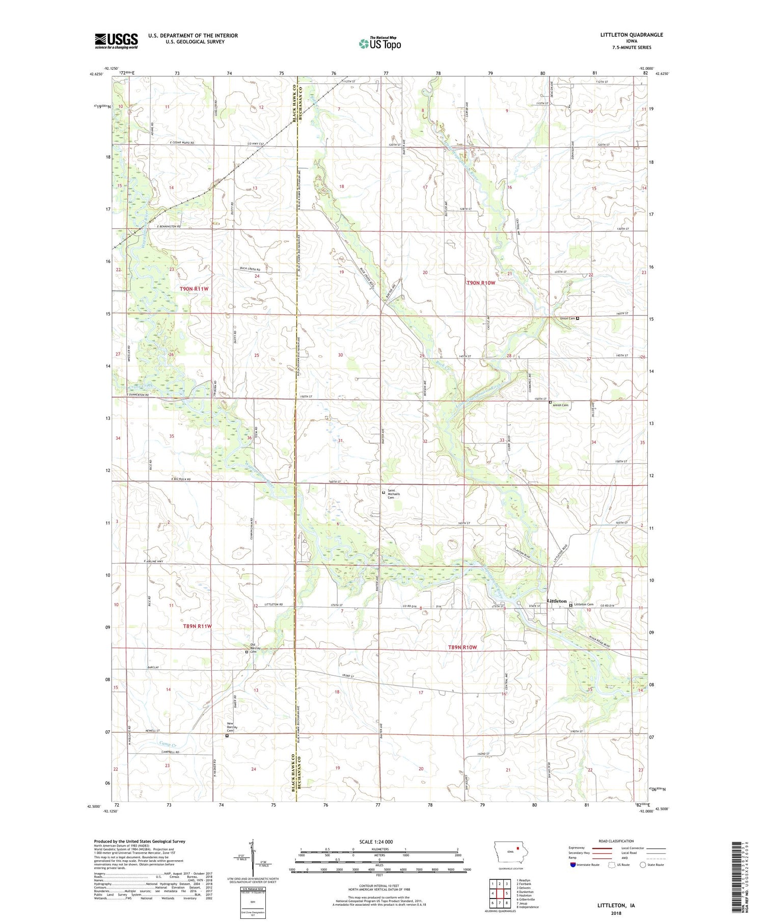 Littleton Iowa US Topo Map Image