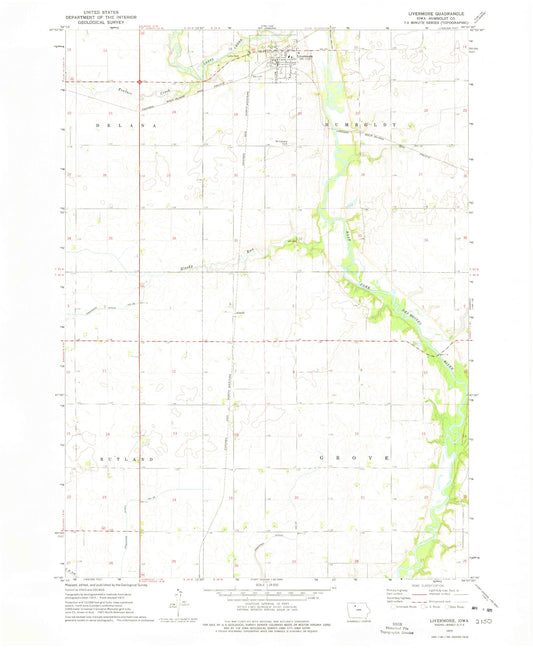 Classic USGS Livermore Iowa 7.5'x7.5' Topo Map Image