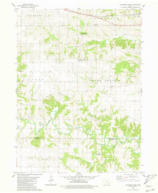 Classic USGS Lockridge West Iowa 7.5'x7.5' Topo Map Image