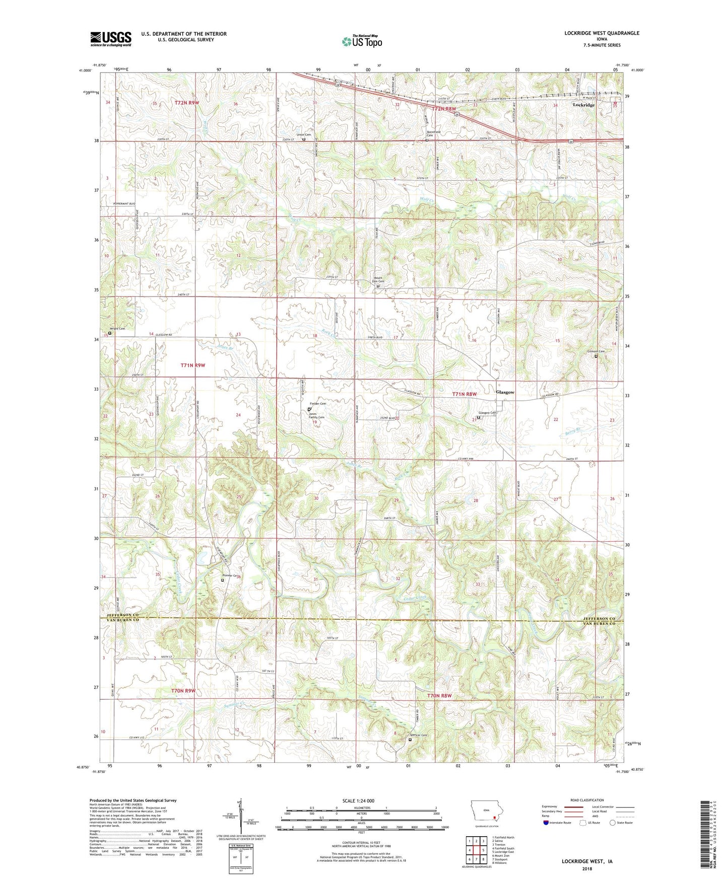 Lockridge West Iowa US Topo Map Image