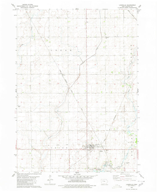 Classic USGS Lohrville Iowa 7.5'x7.5' Topo Map Image
