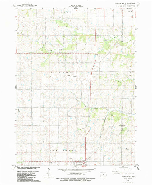 Classic USGS Lorimor North Iowa 7.5'x7.5' Topo Map Image