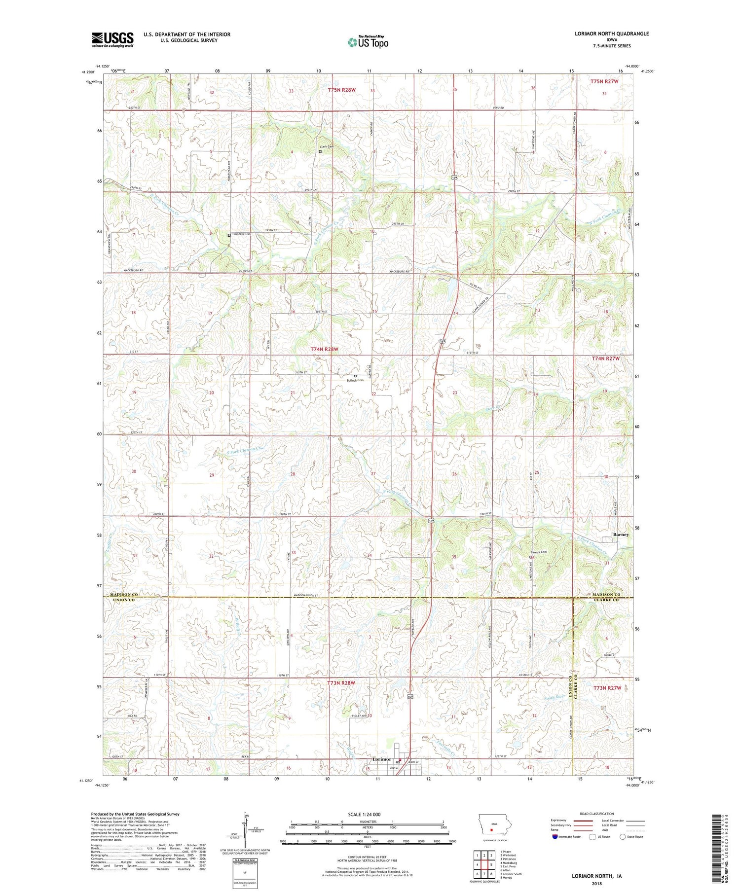 Lorimor North Iowa US Topo Map Image
