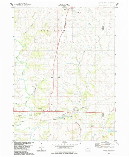 Classic USGS Lorimor South Iowa 7.5'x7.5' Topo Map Image