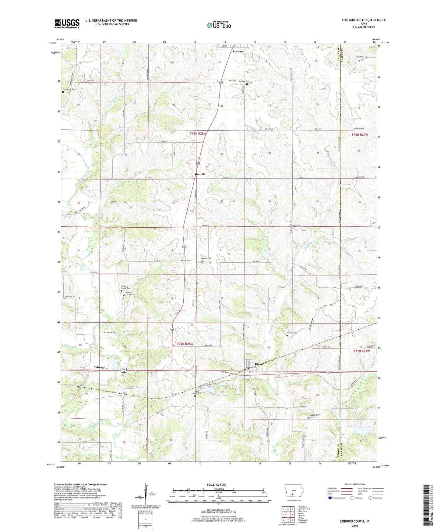 Lorimor South Iowa US Topo Map Image