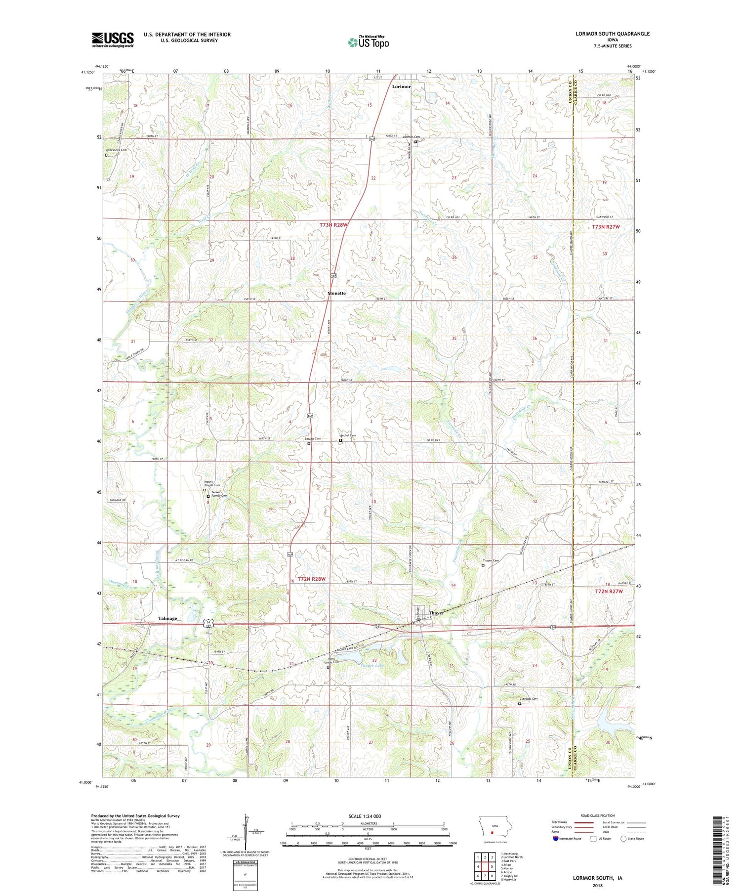 Lorimor South Iowa US Topo Map Image