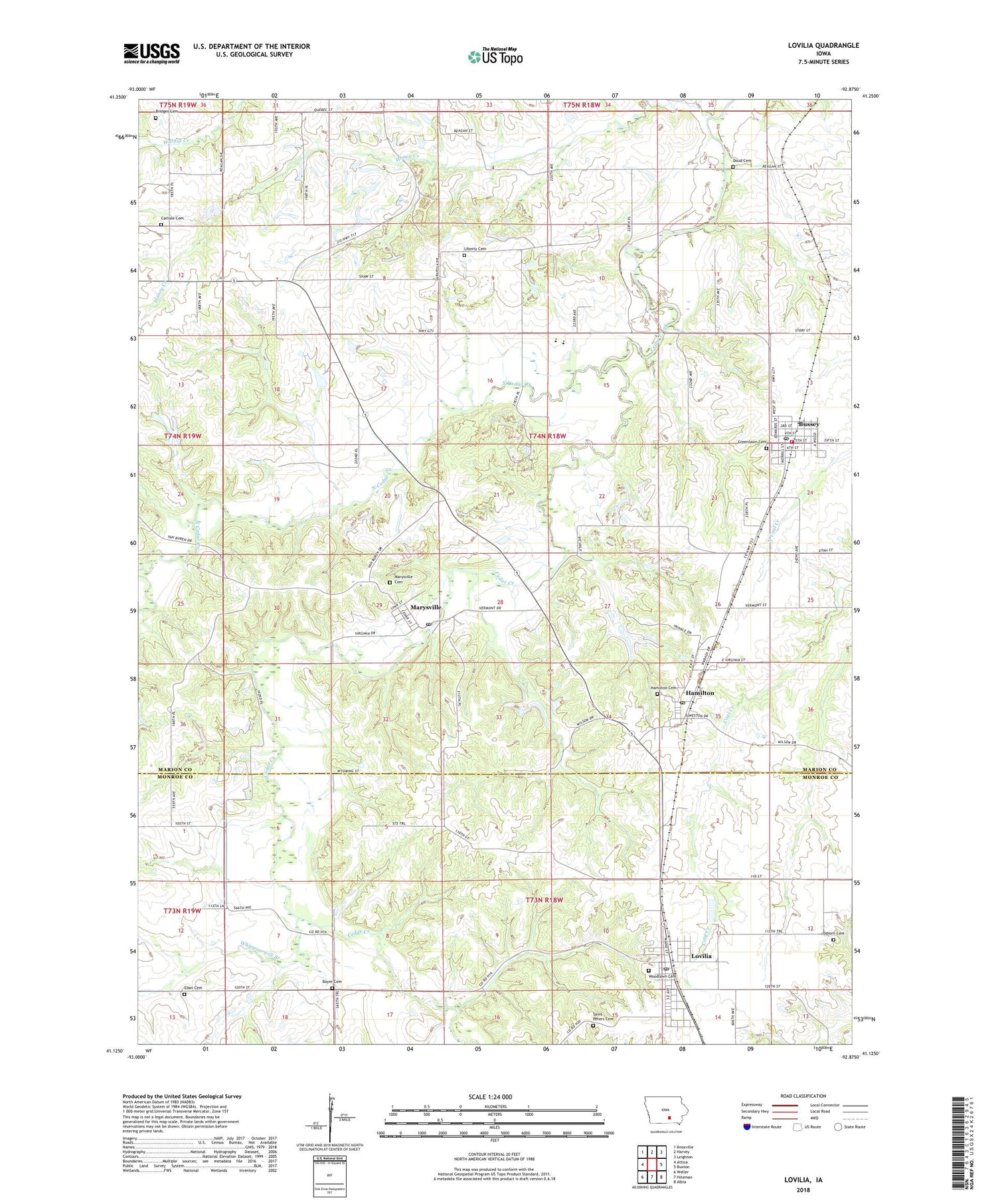 Lovilia Iowa US Topo Map Image