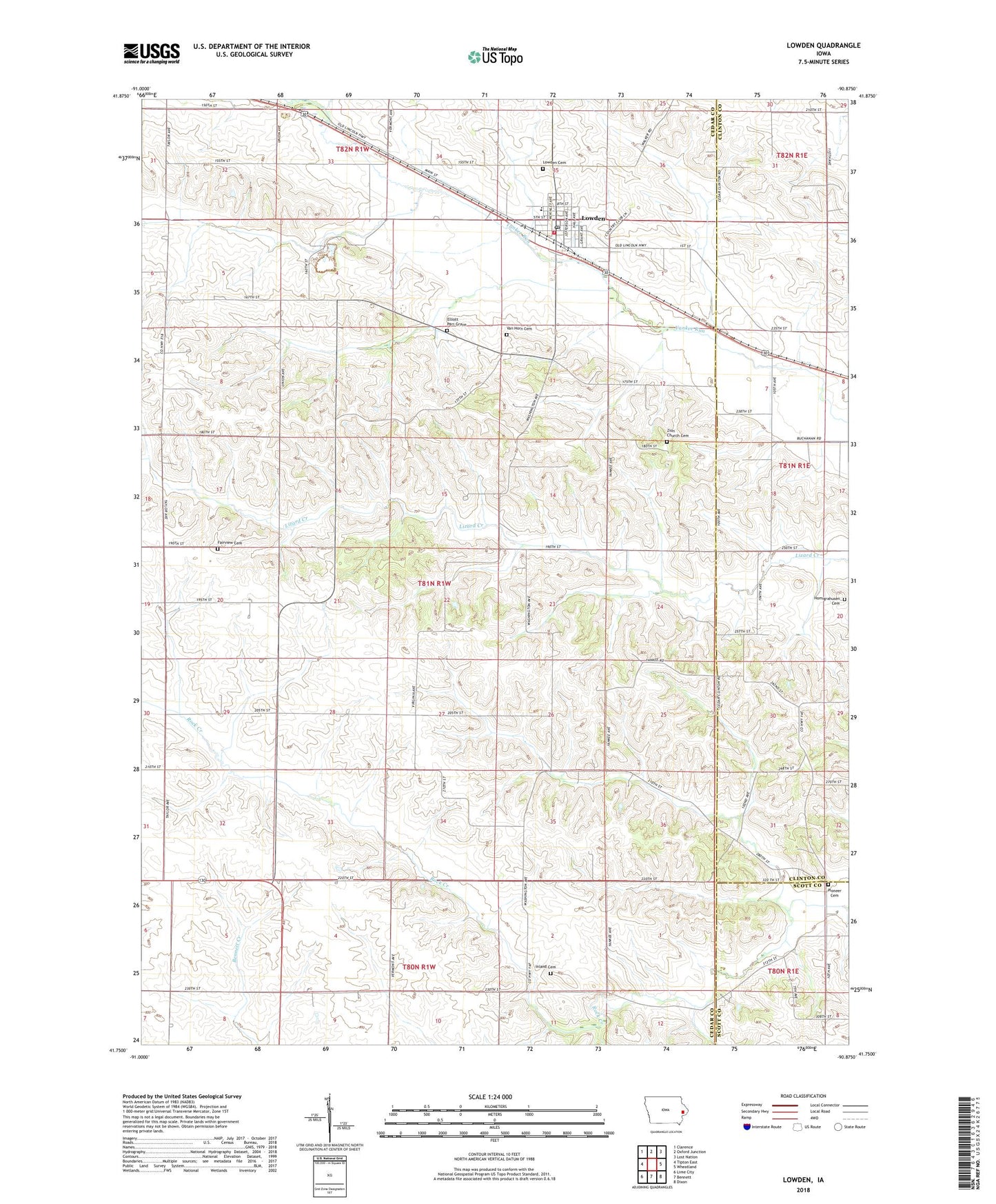 Lowden Iowa US Topo Map Image