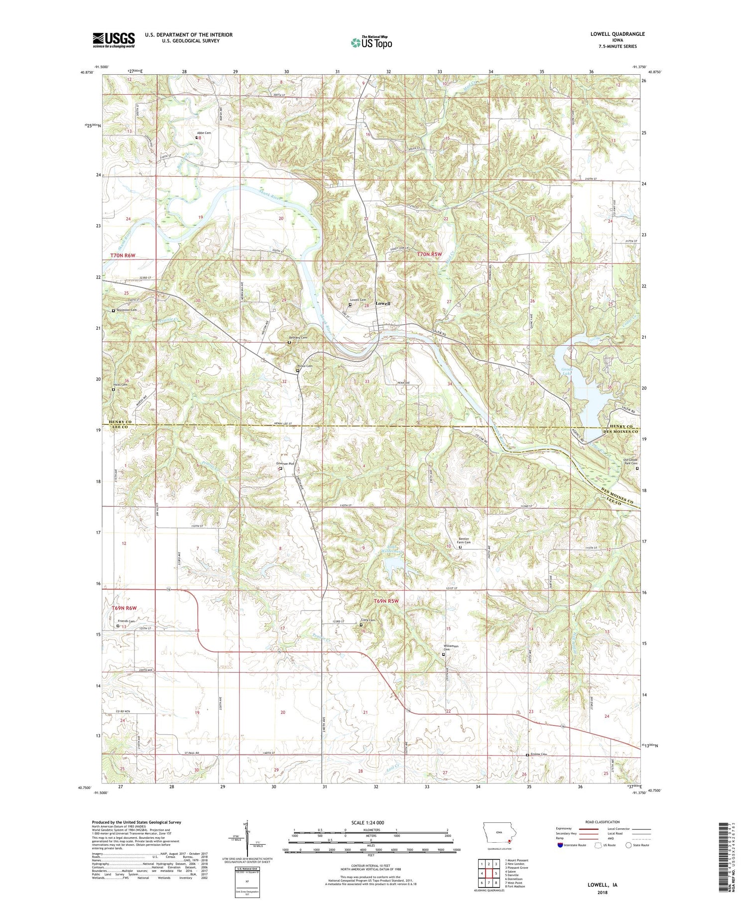 Lowell Iowa US Topo Map Image